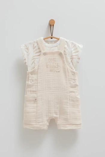 Caramell Caramel 01-12 Months Muslin Salopek Set - Beige