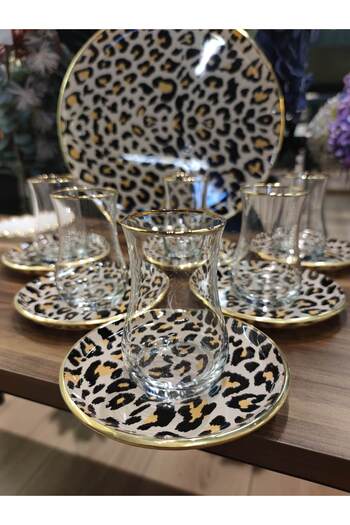 P&ORA PREMIUM KITCHEN PRODUCTS P&Ora New Leopard 13 Pcs Tee Set with Table