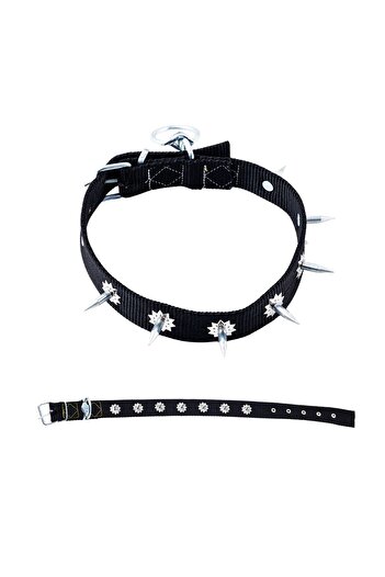 SAVEX Woven Stud Dog Collar - 4*70 cm - Black