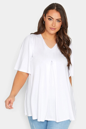 Stil Diva V-neck Patterned - Asymmetric Cut Lycra Plus Size Blouse 320779