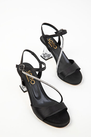 SOHO Black Satin Women's Classic Heeled Shoes 20259