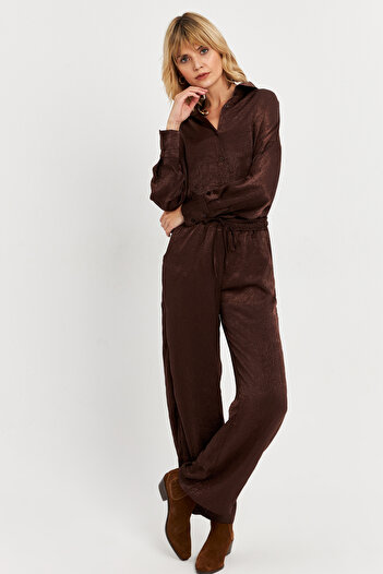 Cool & Modest Mcar1128 Model Bitter-Brown Satin Women's Trousers