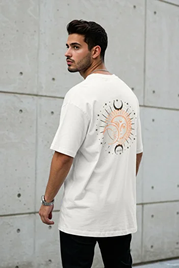 Trendyol Collection Ecru Oversize/Wide Cut κοντό μανίκι Mystic εμπριμέ 100% βαμβακερό T-shirt TMNSS23TS00165