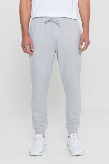 AC&Co / Altınyıldız Classics Men's Gray Melange - Comfortable Cotton Jogger Sweatpants, 2 Thread Pockets, Standard Cut
