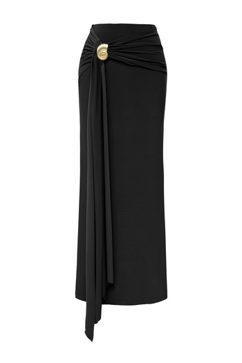 Trendyol Collection Černá pletená dlouhá sukně na tělo Tprss25Et00004