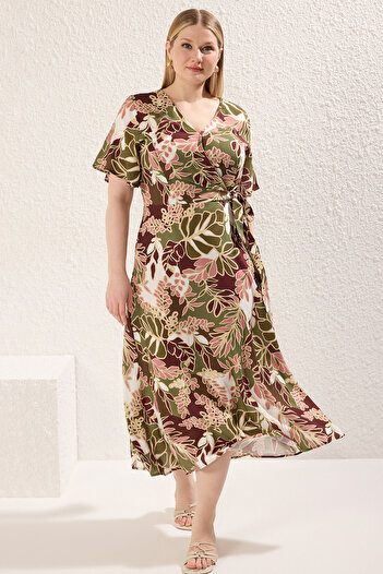 Trendyol Curve Multicolor Print A-Cut/Bell Woven Dress Tbbss24Ah00151