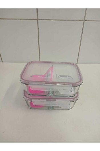 LAV Feyzade Fresco Glass Locked Storage Container Set of 2 1120Cc Rectangular (Frs-297)