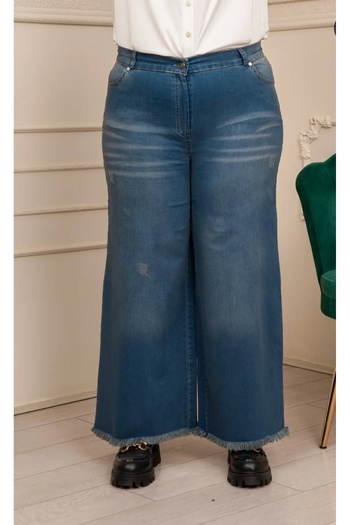 FUERTE XL kadın tesettür bol paça likralı kot pantolon