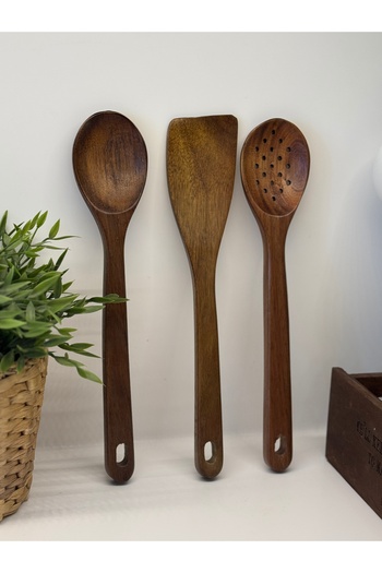 BUCOLIC 3-Piece Acacia Serving Set Spoon-Spatula-Sommers