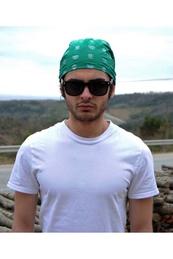 Metal Giyim Green Square Bandana - Drop Pattern