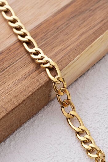 ByFlorya Jewelry Çelik Kalın Figaro Zincir Halhal Denizde Yazın Günlük Kullanıma Uygun Kararmaz Halhal 6mm 22cm 4cm