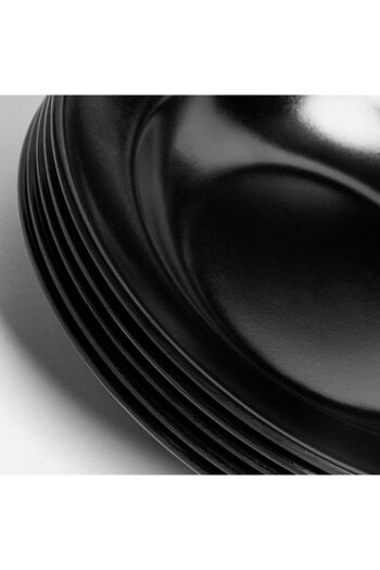 mastergold 6 Pcs Premium Black Melamine Round Deep Dinner Plates ( 25 cm) for Serving salads and pasta