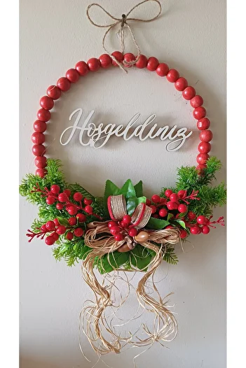 Okaliptus Tasarım Wooden Bead Welcome Door Ornament Wall Decoration Coccinal Design Door Ornament Gift