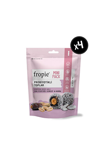 FROPİE Mini Vegan Probiotic Fruit Balls - Coconut Coated & Peanut Butter 32 Gr X 4 Pieces