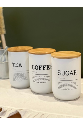 Sade Hediye 3-Piece Modern Tea/Coffee/Candy Jar with Bamboo Lid
