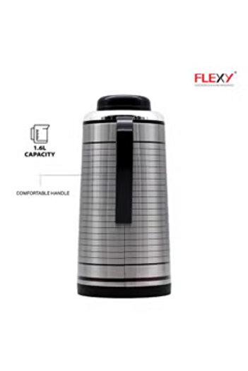 flexy Stainless Steel Insulated Vacuum Flask Silver/Black 1.6Liters