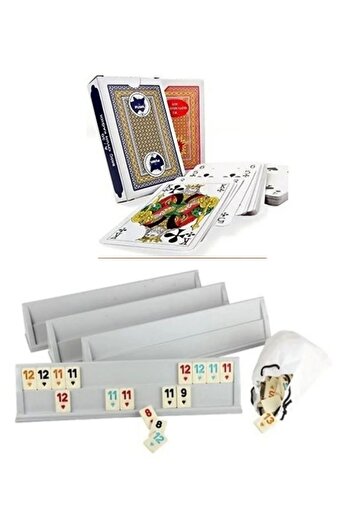ErginGroup Large Size Stoned Plastic Okey Set 43 cm Playing Cards
