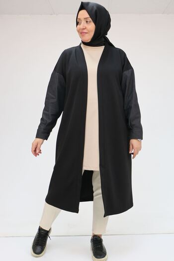 Eslina 43095 Plus Size Denim Garnish Osyho Jacket - Black