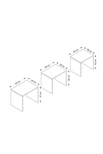 KRM HOME 3'lü zigon sehpa (ANTRASİT)