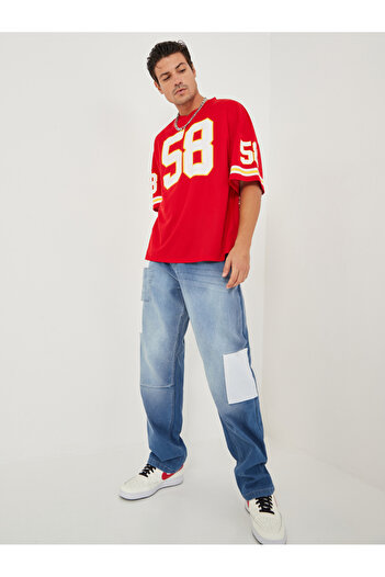 Styli Varsity Print Mesh Knit Oversized T-shirt