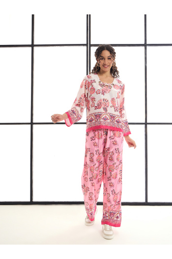 Sassafras By Styli Floral Print Top & Pants Co-Ords