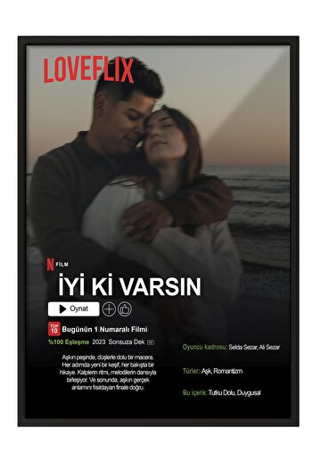 Postifull Sevgililer Günü Konsept Hediyelik, Sevgiliye Özel Siyah Tablo, Netflix Poster II, No:007