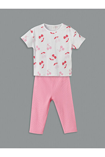 LC Waikiki Lcw Kids Crew Neck Girls T-Shirts and Leggings 2-Piece