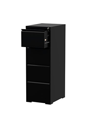 Mahmayi Godrej 4 Drawer Steel Filing Cabinet with Secure Lock Steel Black Powder-Coated Finish