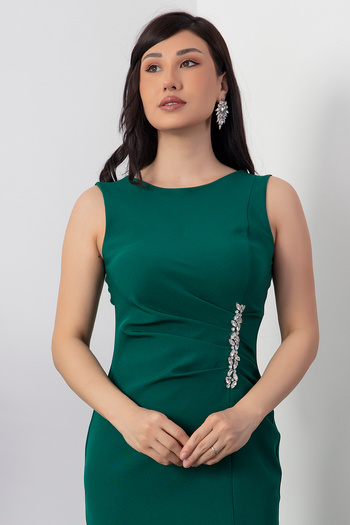 PULLIMM Ortiç Beli Stone Detail Evening Dress Ecr5402
