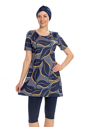 REMSA Κοντομάνικο καλσόν Ημίκλειστο μαγιό 202-504 Navy Blue