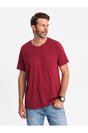OMBRE LOOSE FIT men's t-shirt with pocket - red V3 OM-TSCT-0171 L