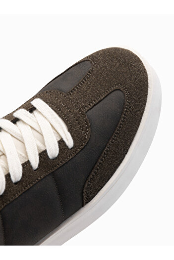 OMBRE Old-school men's sneakers on thick sole - dark brown V3 OM-FOSL-0170 40