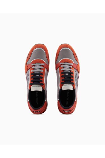Emporio Armani Erkek Logolu Normal Kalıp Bağcıklı Günlük Çok Renkli Sneaker X4X537 XN730-U550