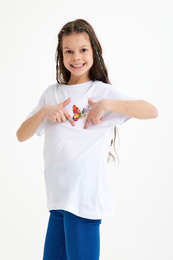 CC STORE Butterfly Printed Children's T-Shirt for Ages 5-15