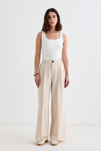KADRİYE BAŞTÜRK Beige Palazzo - Wide Leg Trousers