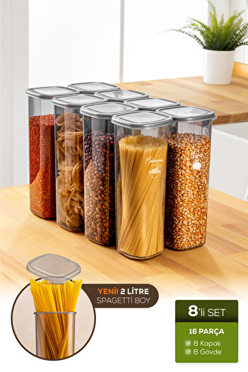 Vienev 2 Lt Anthracite Airtight Storage Set with 8 Labels