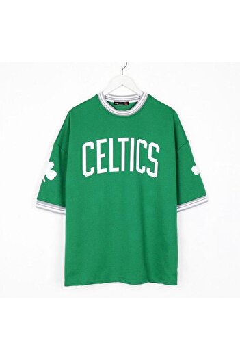 CC STORE Celtic Printed Ribbed Green Oversize Unisex Tshirt