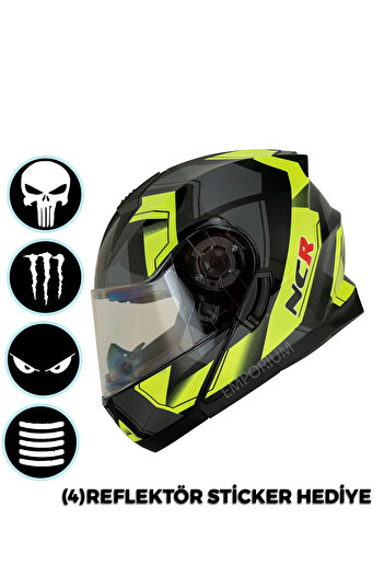 NCR Icon Çene Açılır Kask(SARI-SİYAH)