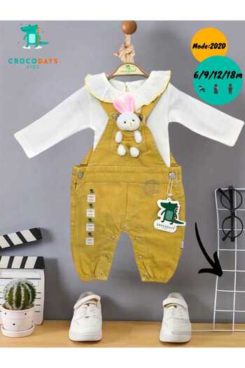 CROCODAYS Children's Baby Jeans (Jeans) Salopet with Rabbit Toy Badili (6/9/12/18) Months