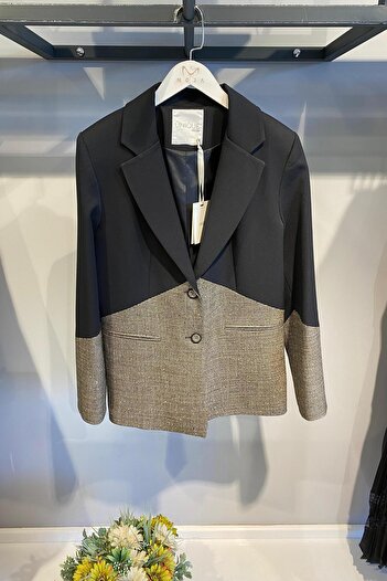 Unıquemode UW253014 UNIQUE PULLU KUMAŞ GARNİLİ BLAZER CEKET