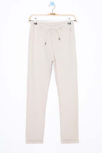Cansın Mini Cream Waist Lace-Up Double Leg Boys' Jogger Pants 20038