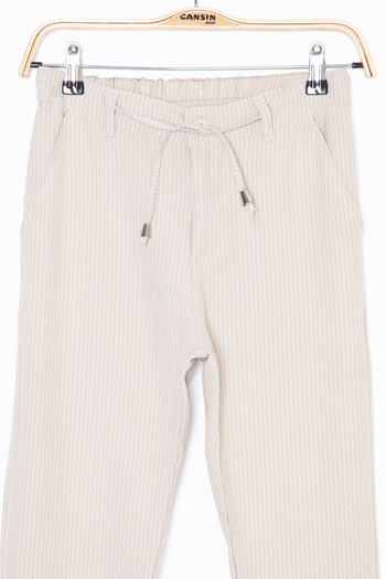 Cansın Mini Cream Waist Lace-Up Double Leg Boys' Jogger Pants 20038