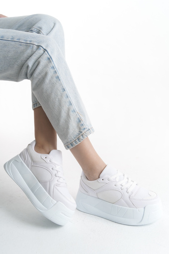 Limeo Pantofi sport casual pentru femei, cu șireturi din piele, cu platformă înaltă, cu talpă cu pană