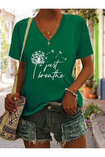 Deocept Oversize V-Neck Women's T-shirt - Printed and Loose