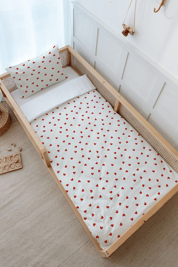 Tuğba Kuğu Montessori Duvet Cover Set (100X200) - Iconic Series - Red Hearts