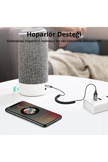 Ugreen Mikrofonlu 3.5mm Aux Bluetooth 5.0 Alıcı Adaptör Araç Kiti