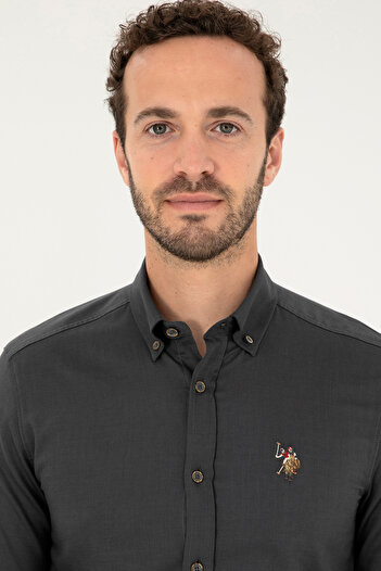 U.S. Polo Assn. Anthracite Long Sleeve Men's Shirt - Basic Model 50271276 -VR006