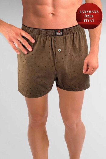 ERDEM İÇ GİYİM Khaki Patterned Printed Combed Cotton Boxers - 1400Ykcp
