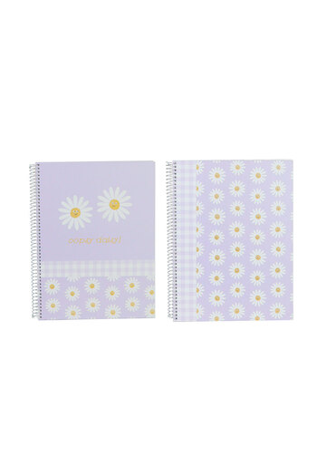 Ancor A4 Checkered Spiral B'log Flowers Notebook -111842