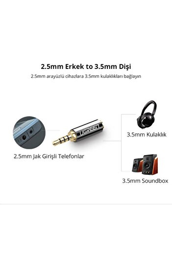 Ugreen 2.5mm Erkek To 3.5mm Dişi Jack Dönüştürücü